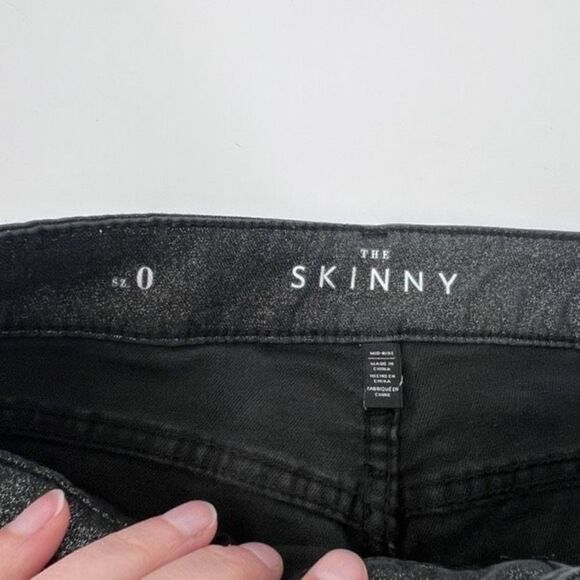 White House Black Market Women's Metallic Gold Foil Skinny‎ Ankle Jeans Size 0 - Picture 9 of 16